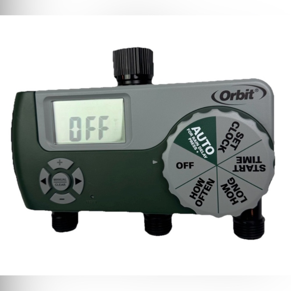 Orbit 3 Station Digital Hose Bibb Outdoor Irrigation Timer 1 Dial Rain Delay